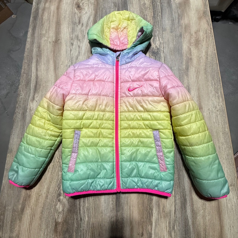 Nike Puffer Jacket Rainbow Ombre Kidcore 6X 6-7 YRS